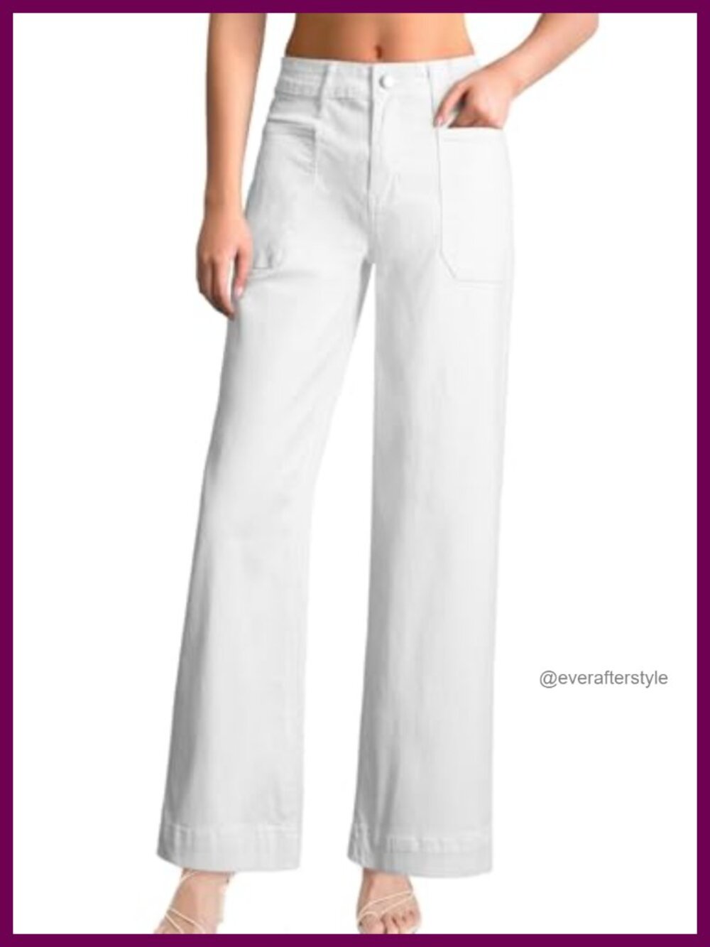 High Waisted Wide Leg Stretchy Denim Pants with Pockets